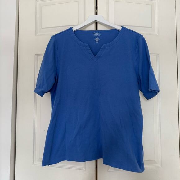 Croft & Barrow 100% Cotton Royal Blue V-Neck Tee T-Shirt Short Sleeve Size XL - Picture 2 of 4
